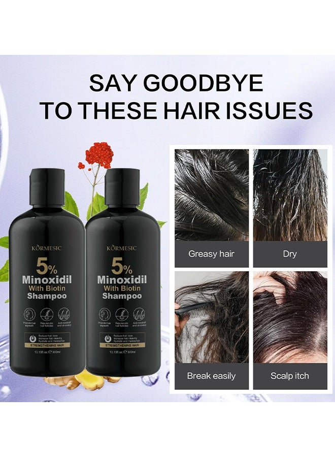 Kormesic 5% Minoxidil With Biotin Shampoo 300ml, Hair Growth Treatment Shampoo With Minoxidil 5% Strengthen Hair Promote Hairs Regrowth Reduce Hairs Loss Removes Dandruff & Relieve Itching - Image 5